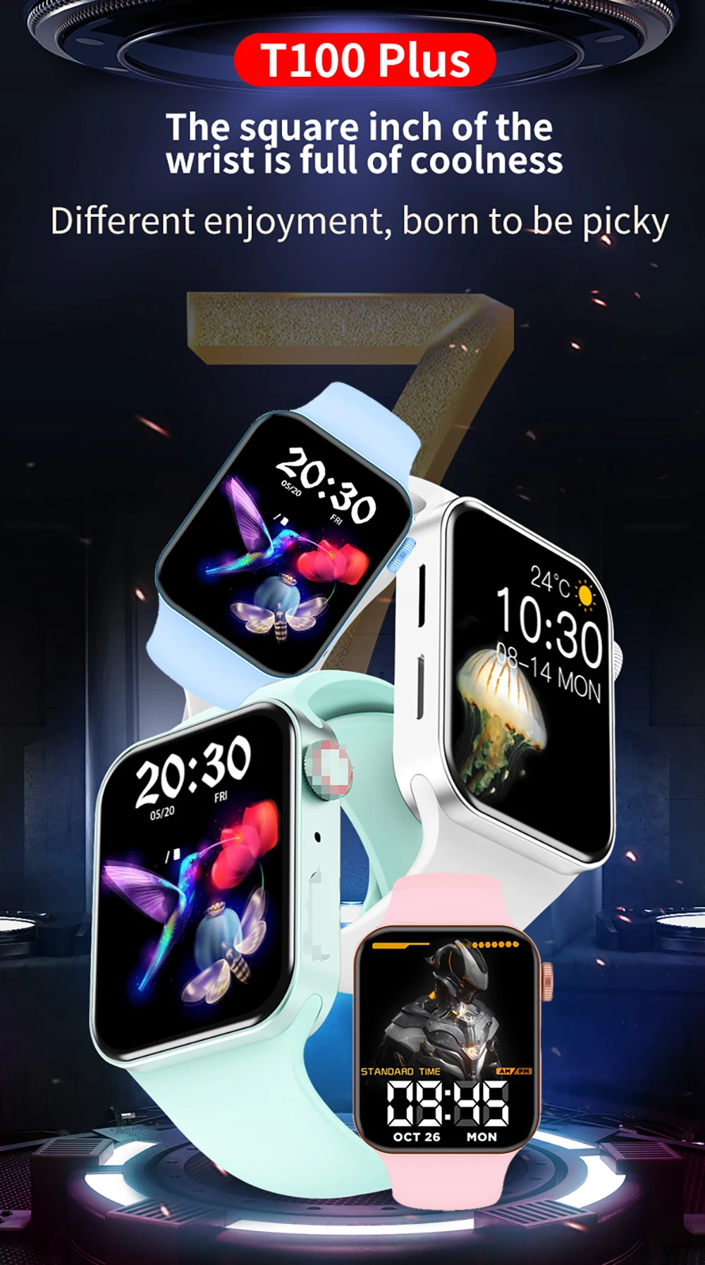 IWO T100 Plus Smart Watch Series 7 Heart Rate Monitor 2021 Smartwatch Men Women Fitness Tracker Bracelet For Android IOS Iphone