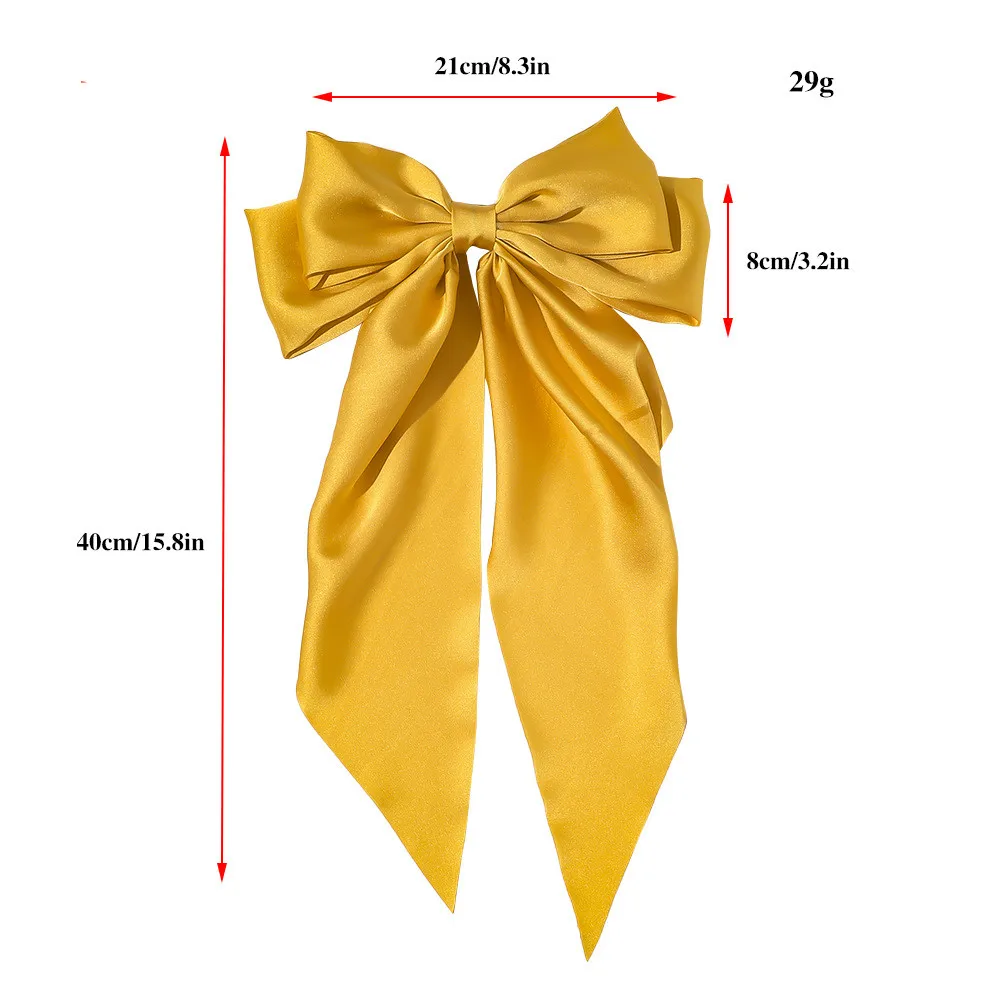 Solid Color Big Large Satin Bow Hairpins Barrettes For Women Girl Wedding Long Ribbon Korean Hair Clip Hairgrip Hair Accessories hair band for women