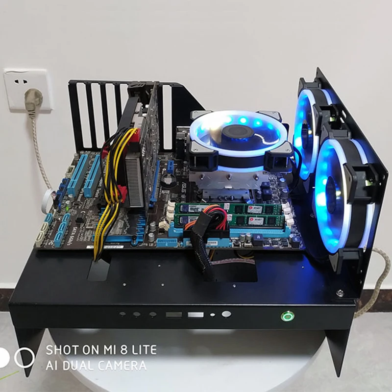 DIY Computer Case Rack ITX MATX ATX EATX Motherboard Open Desktop with 12cm Fan Frame Water-Cooler Bracket Universal Chassis