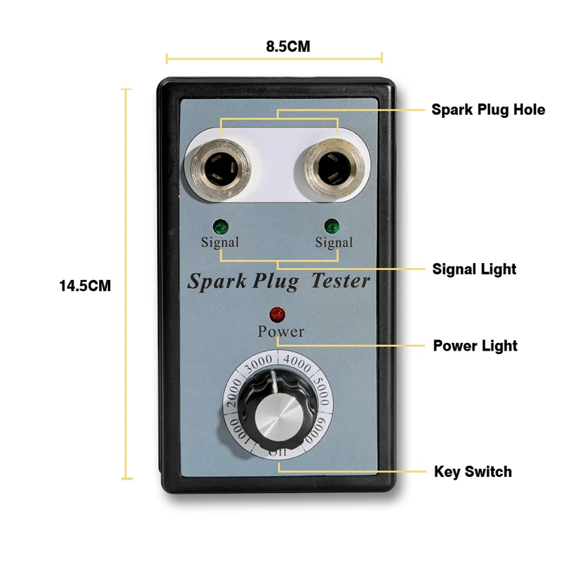 Adjustable Dual Hole Sparking Plug Tester Spark Tester Diagnostic Tool for Car Motorcycle Ignition Coil Checker Spark Detector temp gauge car