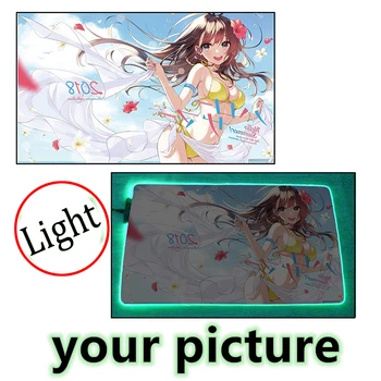 

FFFAS Custom 4mm Thickness Print Colorful Led Mouse Pad Mat Large Gamer Customized Glow Shine Light Mousepad for Computer Laptop