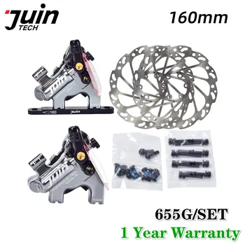 

Juin F1 Tech Bicycle Disc Brake Caliper Line Pull Hydraulic Brakes Set MTB Mountain XC Road Bike Brake Rotors 160mm Flat Mount