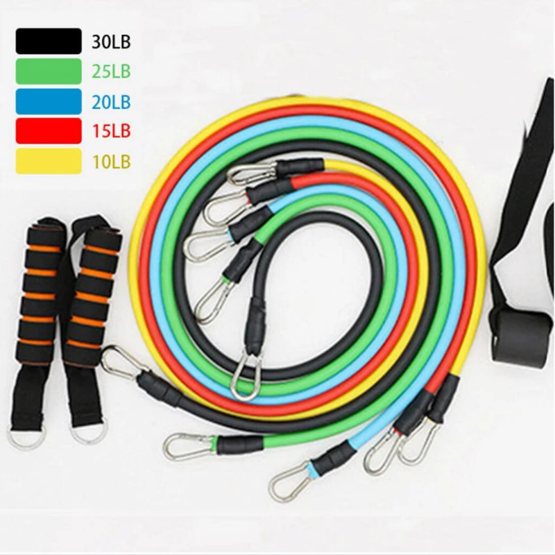 

11 Pcs/Set Latex Resistance Bands Crossfit Training Exercise Yoga Tubes Pull Rope,Rubber Expander Elastic Bands Fitness with Bag