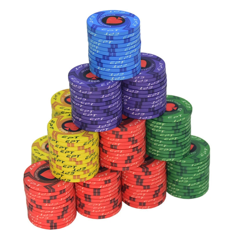 セラミック製のポーカーチップのセット,プロのカジノチップ,9月,wpt,10個。