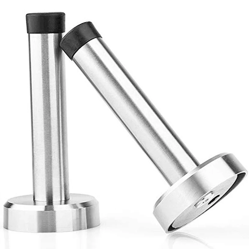 Серебряный дверной стоп настенный с винтовым резиновым буфером, 304 нержавеющая сталь дверной стопор хромированные аксессуары(6 шт
