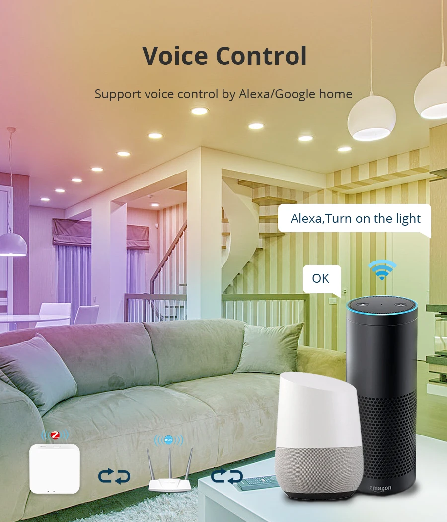 Zemismart-Zigbee LEDシーリングライト,rgbcwダウンライト,正方形 