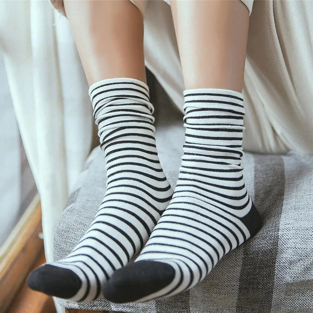 Осенние носки Модные полосатые женские эластичные дышащие носки средней длины без пятки носки повседневные Харадзюку skarpetki носки женски