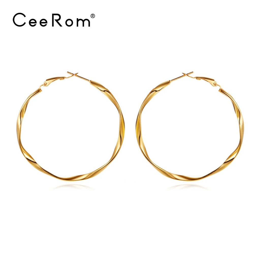 

CeeRom Twisted Hoop Earrings Gold Color Earings Round Earrings For Women Fashion Jewelry oorbellen ohrringe