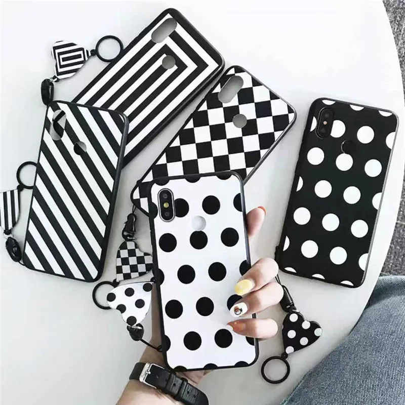 

Finger Lanyard Black Wave Point Case For Xiaomi Redmi Note 7 Note 6 pro 7A 6A GO K20 PRO Mirror Case For Xiaomi Mi 8 9 se A3lite
