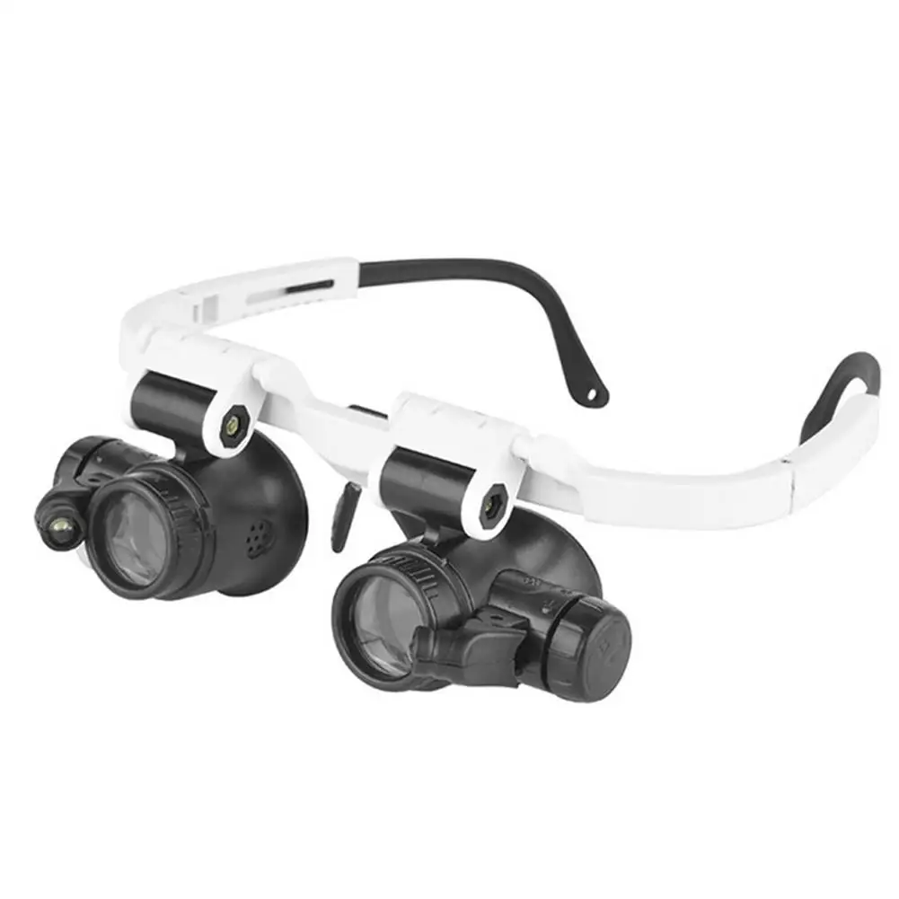 interapid indicator Head-Mounted Illuminating Microscope Headband Repair LED Lamp Light Magnifying Glass With 8x 15x 23x Magnifier Loupe Glasses electromagnetic field meter