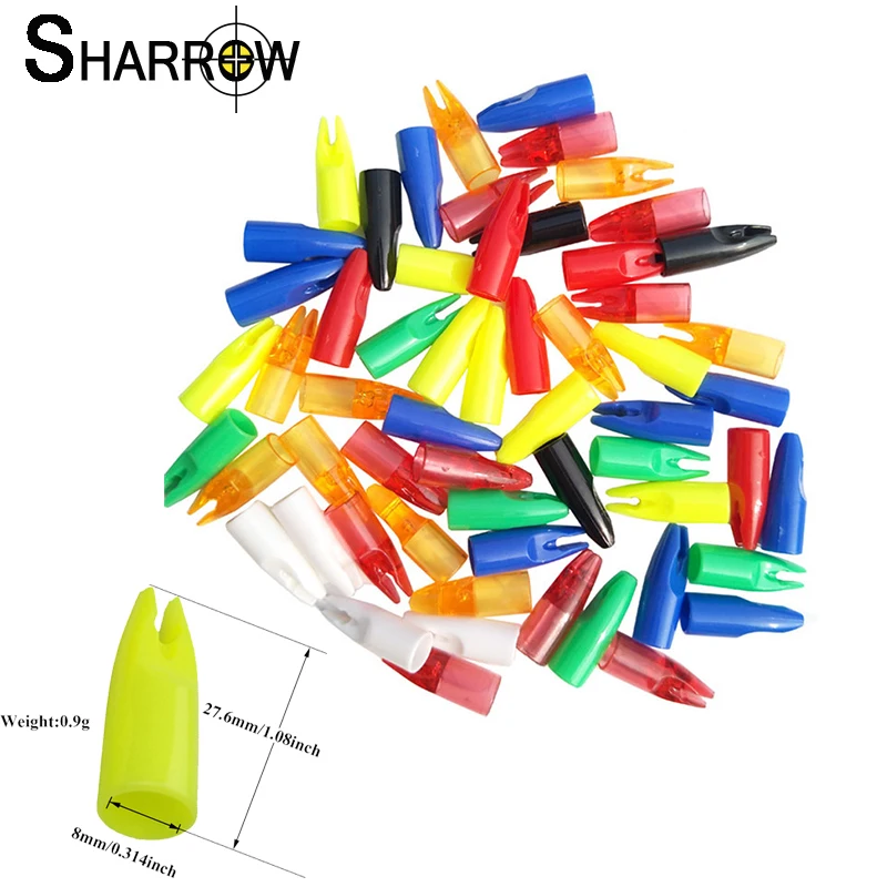 

20pcs 11color Archery Arrow Nocks For Arrow Shaft I.D 8mm Plastic Arrow Tails DIY Arrow Knocks Replacement Shooting Accessories