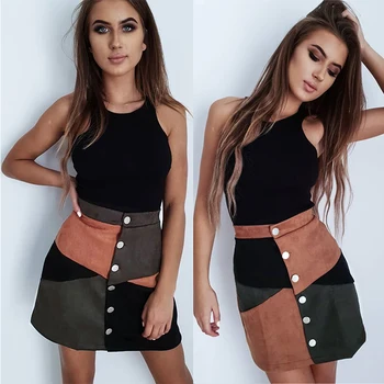 

Fashion Casual Plaid Printed Button Women Mini Skirt Casual Women Plaid Skirt Women Streewear