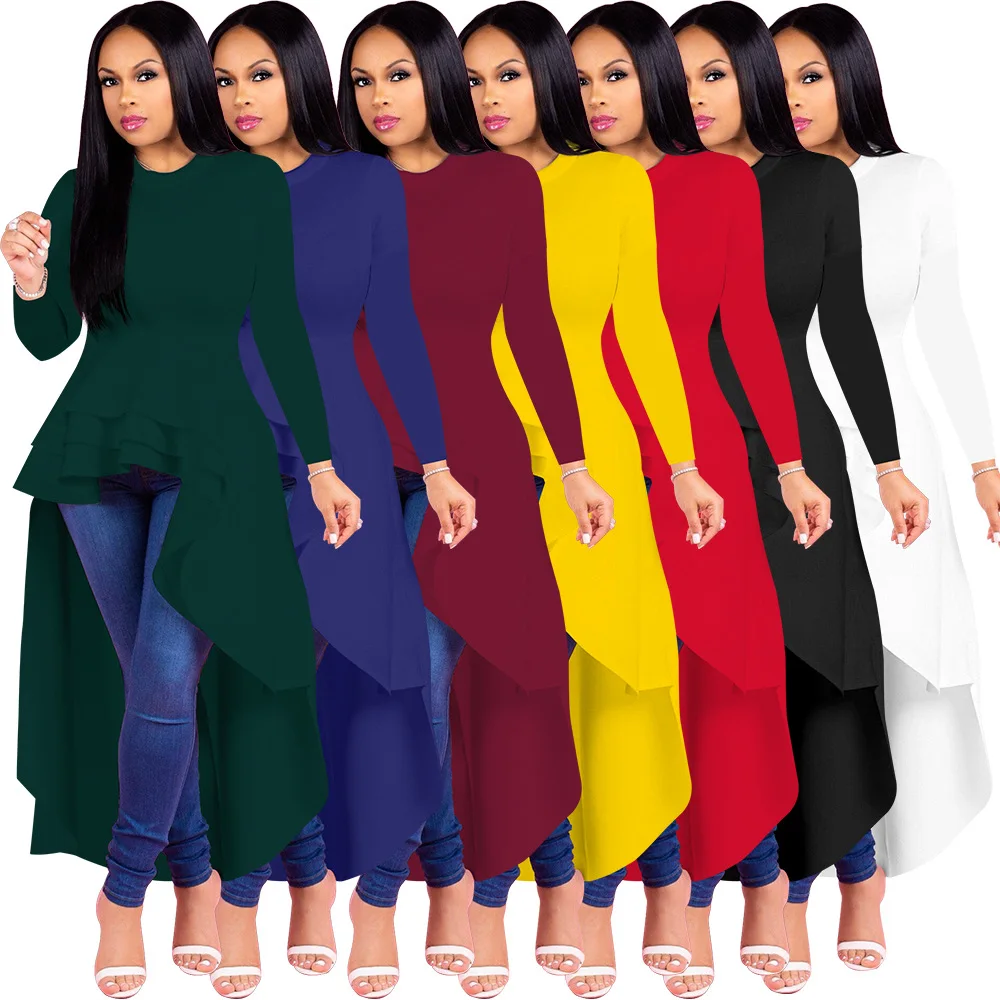 

SERMENT Autumn Winter Fashion Ruffled Long-sleeved High-neck Evening Dress Skirt Suitable for Formal Party Dance Work Clothes