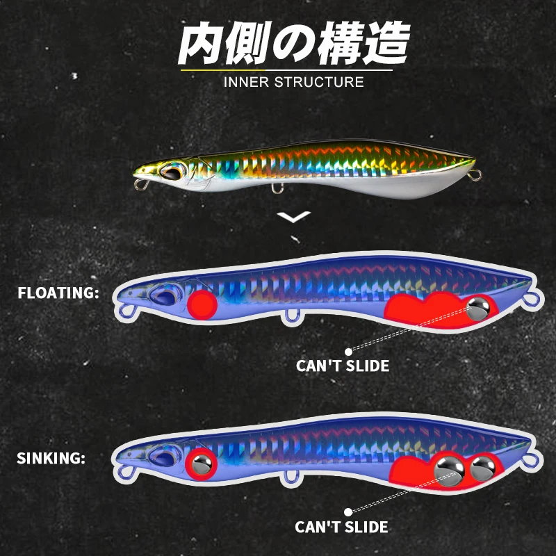D1 Poppers Lure wtd Long Casting 80MM5.2g Floating 115MM 15.2G /21.3g Pencil Bait Saltwater Freshwater Snakehead of Pike Fishing