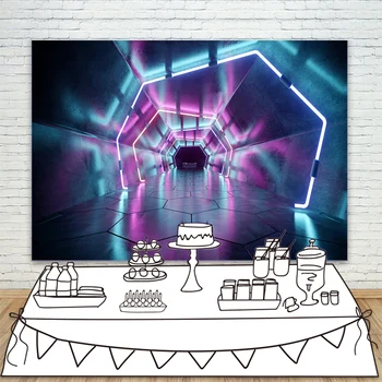 

Photography Background Neon Passage Underground Path Entrance backdrops Computer Print Children Kid Background Photo Studio Prop