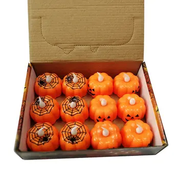 

12pcs Creative LED Candle Tea Light Battery-Powered Pumpkin Light For Christmas Halloween Wedding Birthday Party Home Decor
