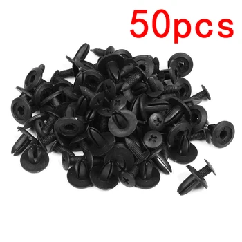 

50pcs Black 6mm Hole Dia Black Plastic Rivets Bumper Fender Fastener Clips For Car Rivets Fasteners Clips For Honda Toyota