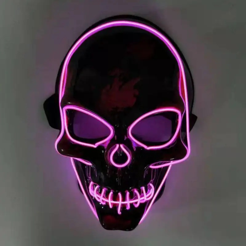 Halloween Skeleton Mask LED Illuminated Scary EL-Wire Mask Light Up Festival Cosplay Costume Supplies Party Mask Glowing Props