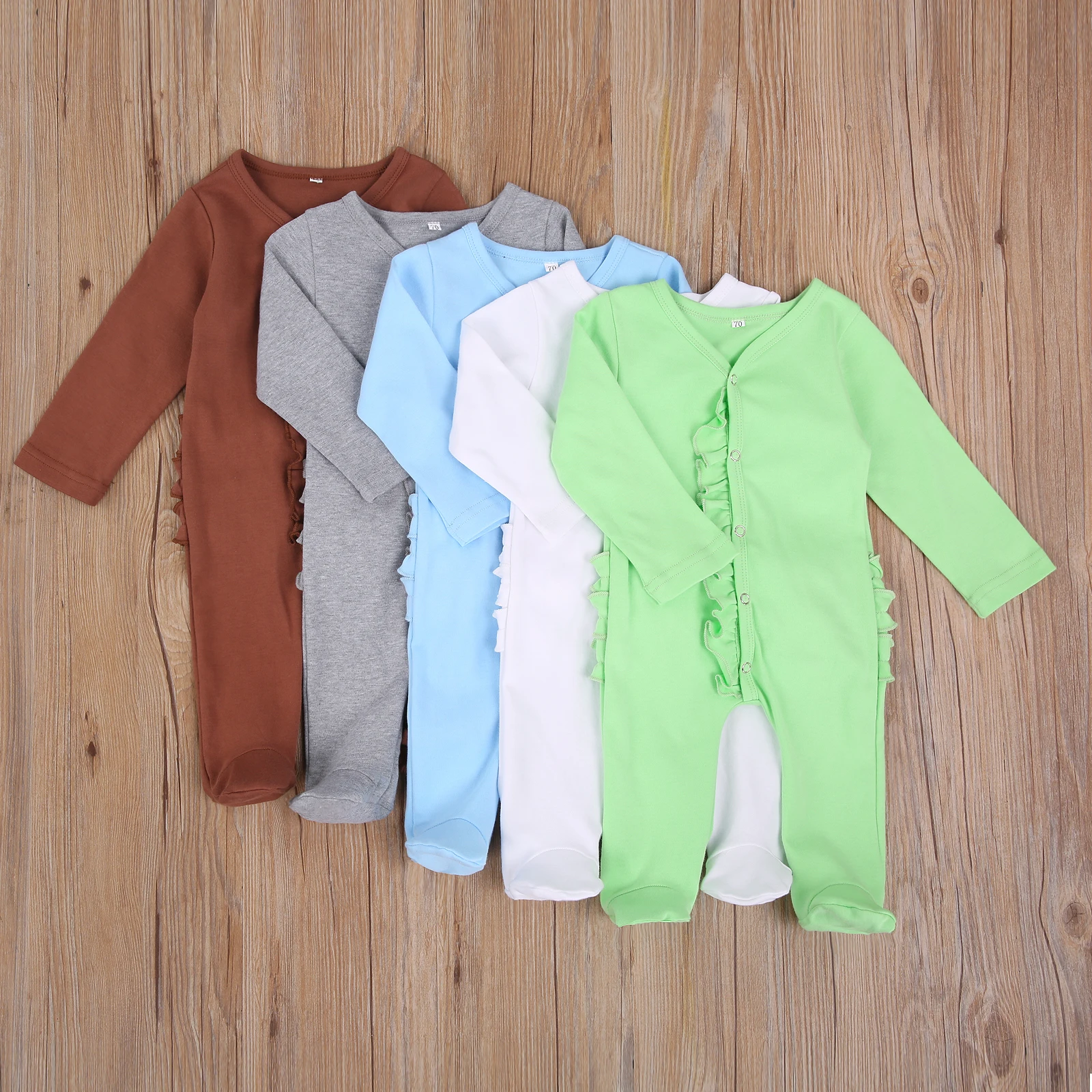 

Newborn Baby Boy Girl Romper Outfits Solid Color Cute Ruffles Long Sleeve Jumpsuit Casual Autumn Baby Clothes