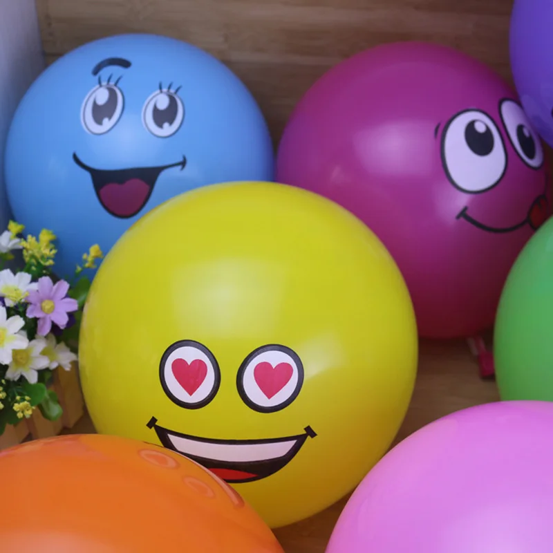 10 pcs/lot 12inch Smiley face latex balloons ballons expression ballon birthday party Emoticons helium ballon