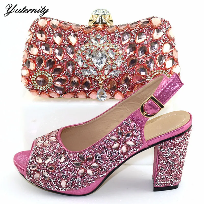 

New Coming Beautiful Pumps 9.3CM Shoes And Bag Set Italian Ladies New Year Shoes And Bag To Match Set For Party Dress On Stock