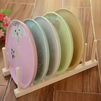 

Wooden Bamboo Dish Plates Kitchen Storage Rack