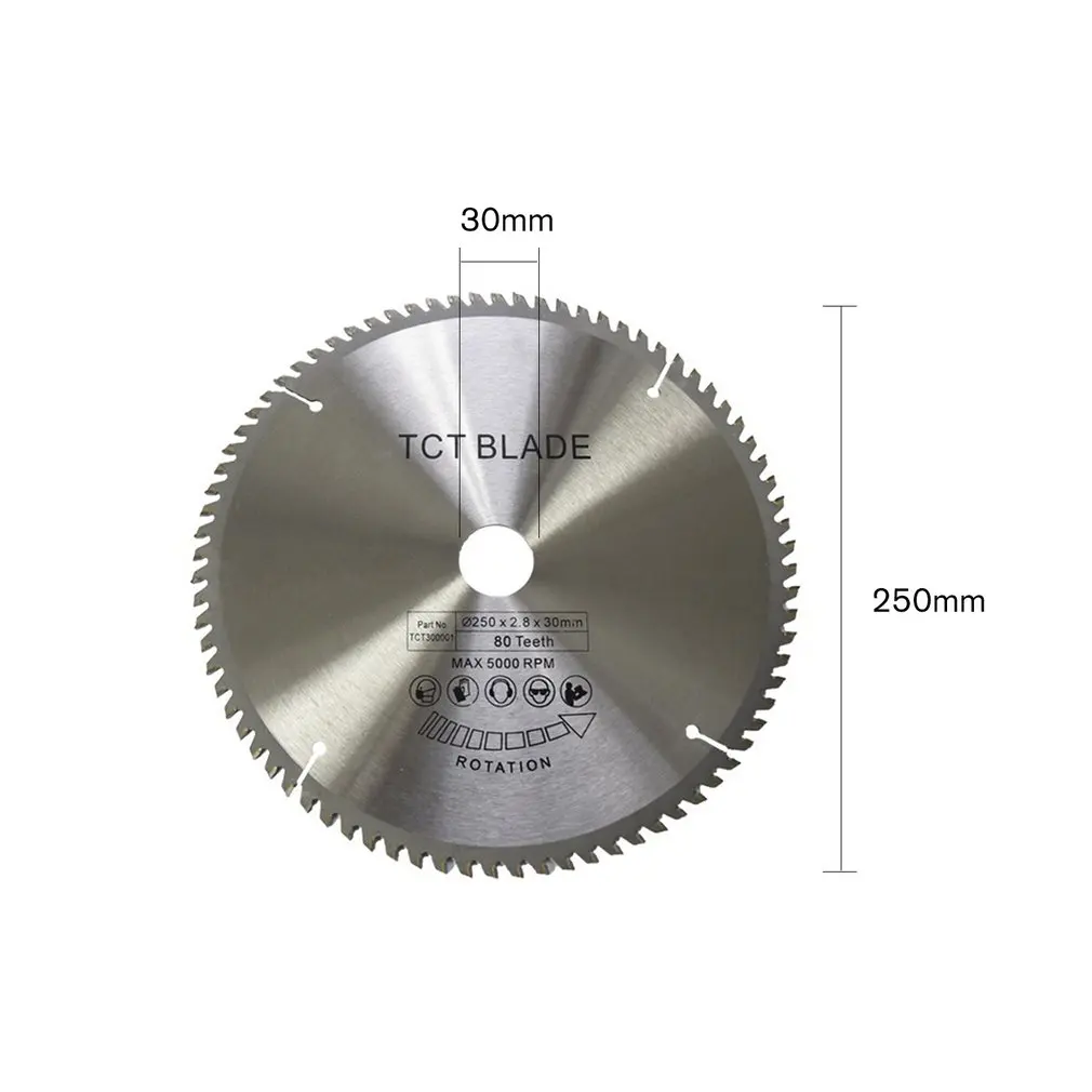 TCT Circular Saw Blade Wheel Discs TCT Alloy Woodworking Multifunctional Saw Blade For Wood Cutting 250x30MM 80 Teeth