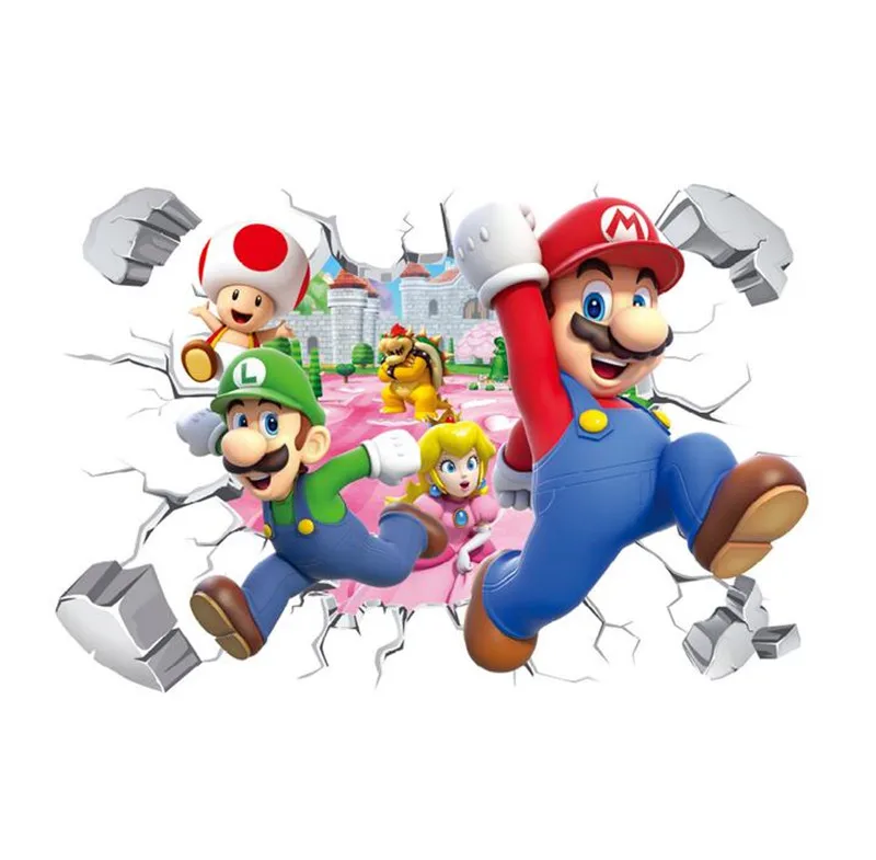 Encantadora Cartoom Mario pegatinas pegatina pared para niños habitaciones de guardería casa decoración Mural dormitorio Mural para sala de estar, arte, regalo de Navidad