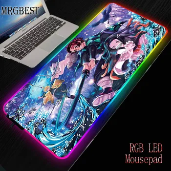 

MRGBEST Anime Demon Killer Kimetsu Yaiba Gaming Large Mouse Pad RGB LED Lighting 7 Color Mousepad 900x400/800x300MM Keyboard Mat