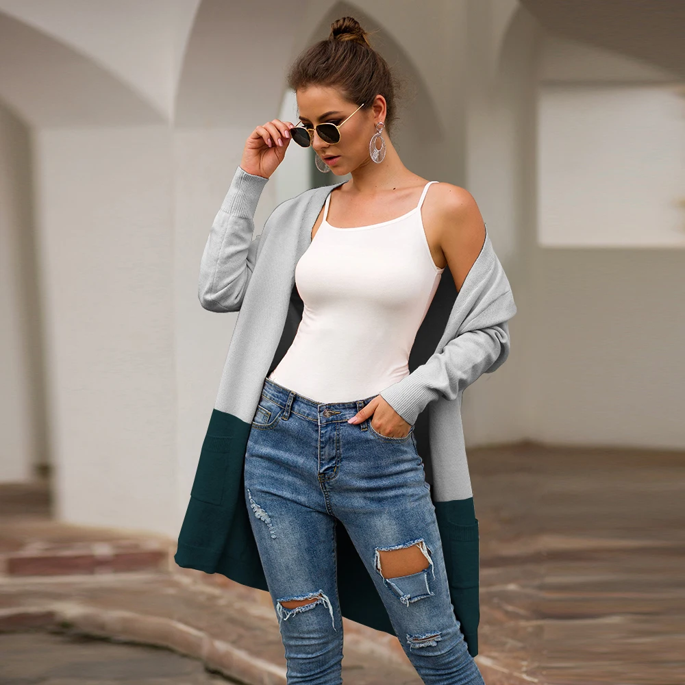 Осень зима теплый женский длинный рукав негабаритный Свободный вязаный свитер Мешковатые пальто кардиган внешняя одежда кофта трикотажная верхняя одежда