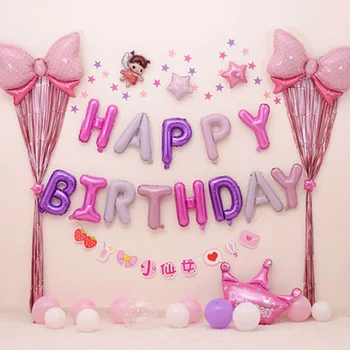 

Purple Pink color Girl's Birthday party balloon Unicorn rainbow elf theme party decoration baby shower 3 years old gift