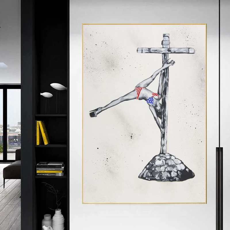 

Graffiti Sexy Body Bikini Woman Dancing Canvas Painting Abstract Cross Poster and Prints Wall Art Pictures Home Decor Cuadros
