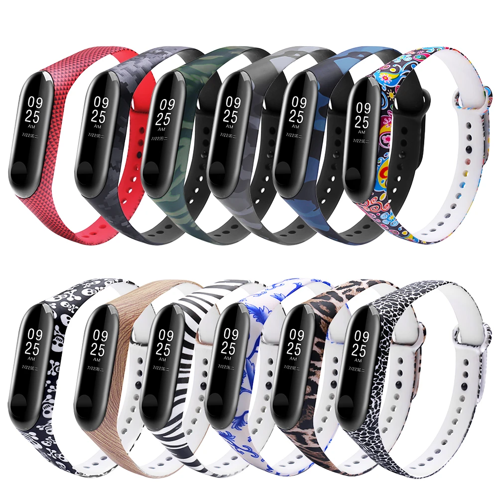 Цветной браслет mi band 3 4 с цветочным принтом для xiaomi mi 3 4, умный браслет pulseira для mi band 3 4, сменный ремешок