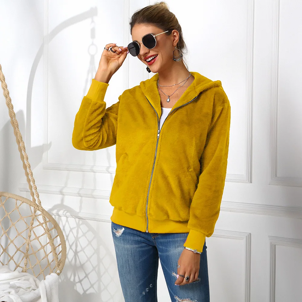 Faux Fur Coat Women With Hood New Oversize Coats High Waist Female Slim Fit Overcoat Tops Winter Warm Plush Jackets Outwear