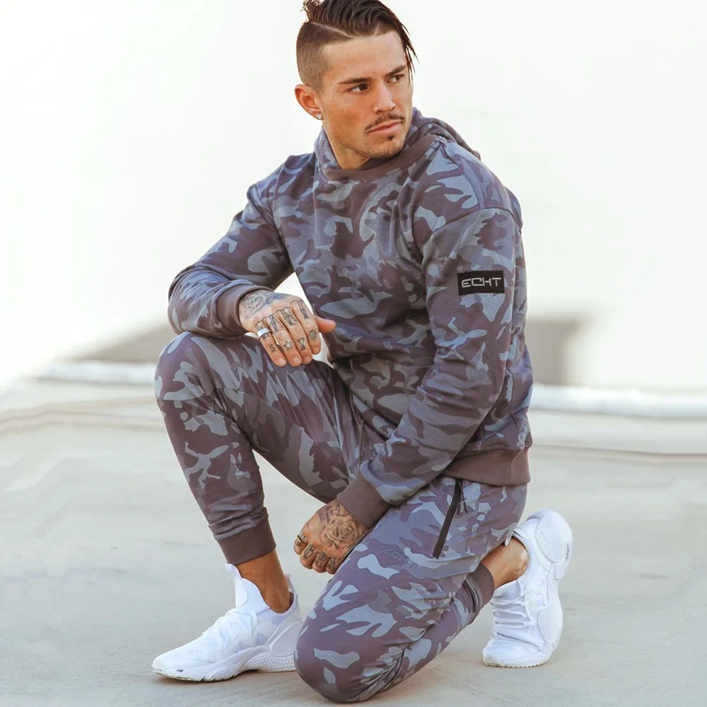 Brand Tracksuit Camo Hoodie Pants Sets Men Casual Sweatshirt Joggers Sweatpants Male Cotton Jacket Autumn Winter Sportswear Suit - Image 5