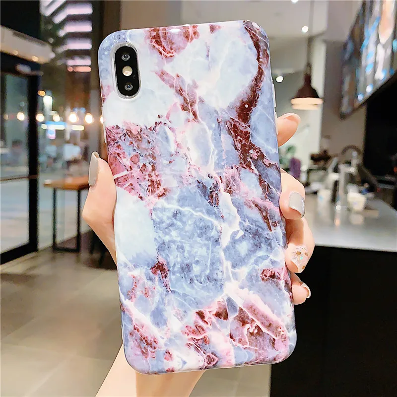 E Мраморный чехол для iphone X XS Max, мягкий силиконовый чехол из ТПУ для iphone XS XR iphone 8 7 6 6S Plus, чехол Fundas Capa - Цвет: E
