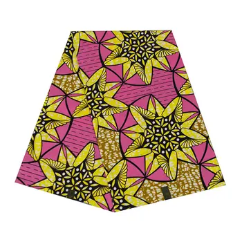 

100% Cotton Pink Floral Printed African Real Wax Fabric 6Yards DIY Sewing Material For Women Dress Ankara Wax Fabric