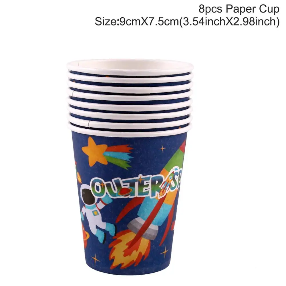 Astronaut Rocket Latex Balloons Outer Space Party Supplies Space Theme Birthday Party Decoration Kids Baby Shower Decor For Boy - Цвет: 8pcs paper cups