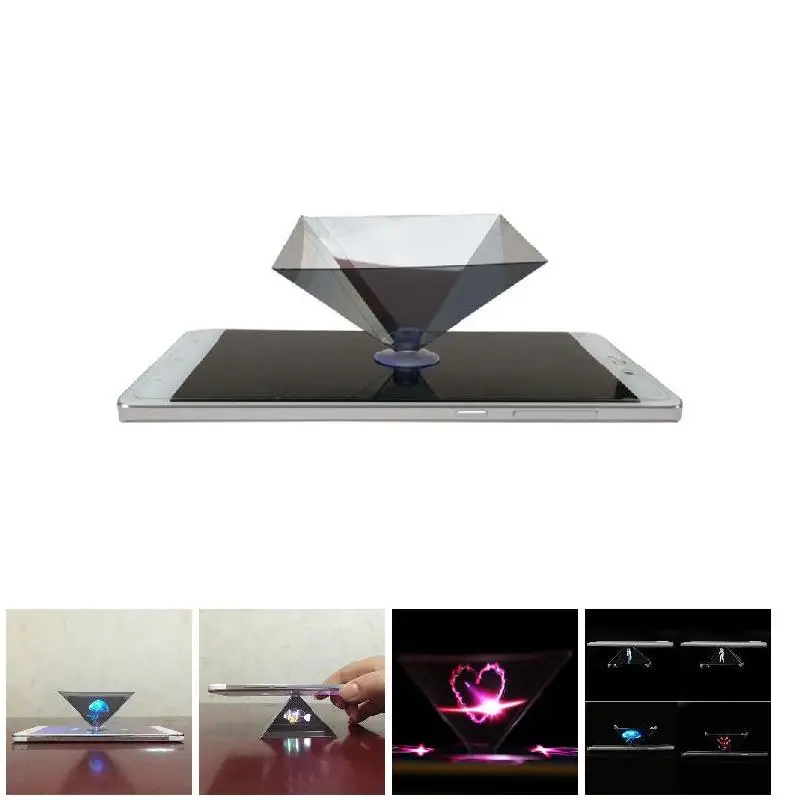 3D Hologram Pyramid Display Projector Video Stand Universal For Smart Mobile Phone In Stock