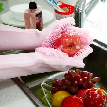 

1 Pair Silicone Dish Washing Household Scrubber Gloves Kitchen Cleaning Gadgets Household Scrubber Kitchen Clean Tool Scrub