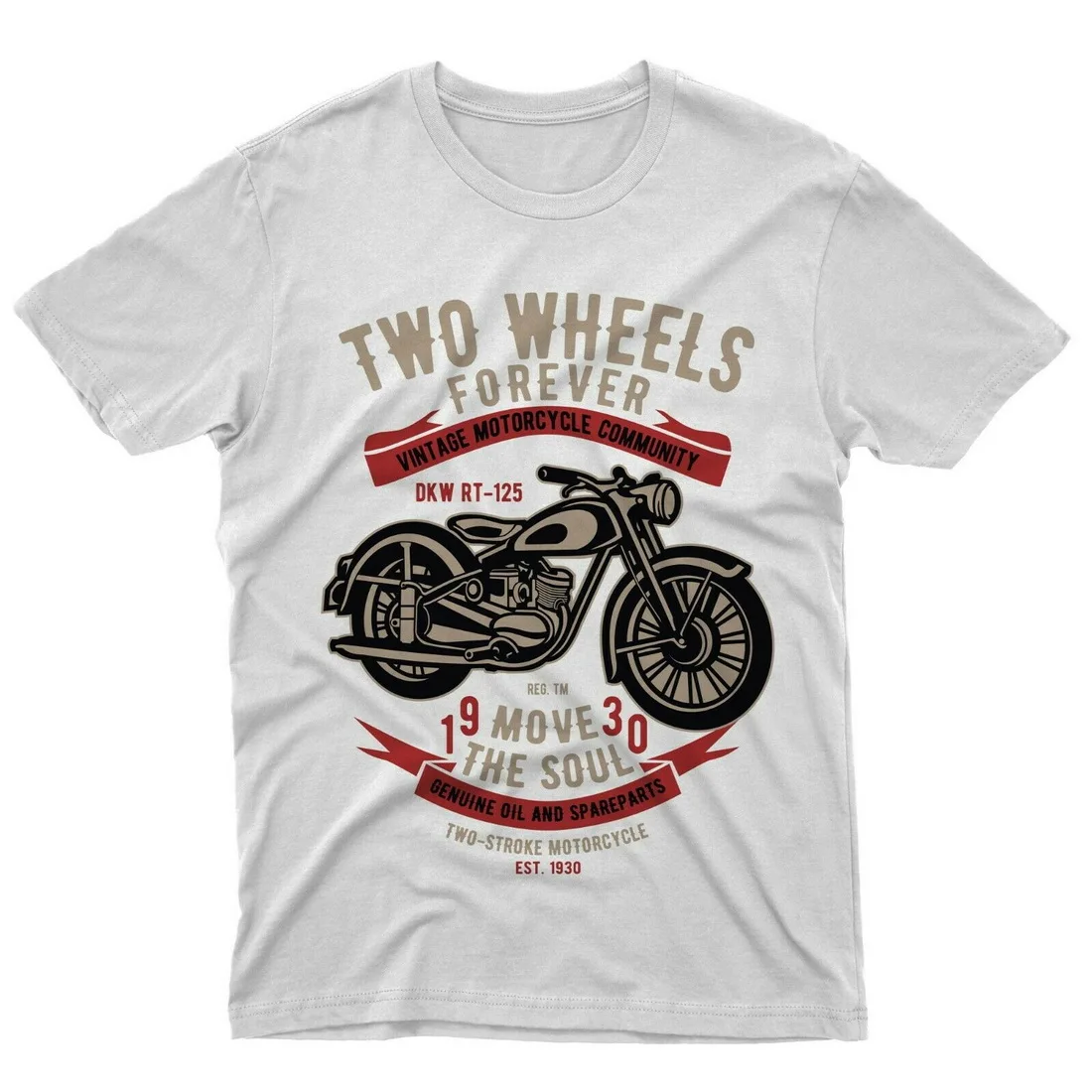 Fm10 Tops Tee T Shirt Two Wheels Forever Motorcycle Vintage Gift Engines T-Shirt Personality Custom |
