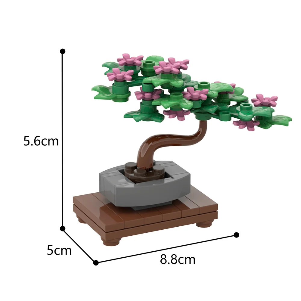 New Bonsai Tree Green Bush Flower Grass Plant Model Building Blocks Mini Plant Home Garden Bricks Assembly Toys for Children 4