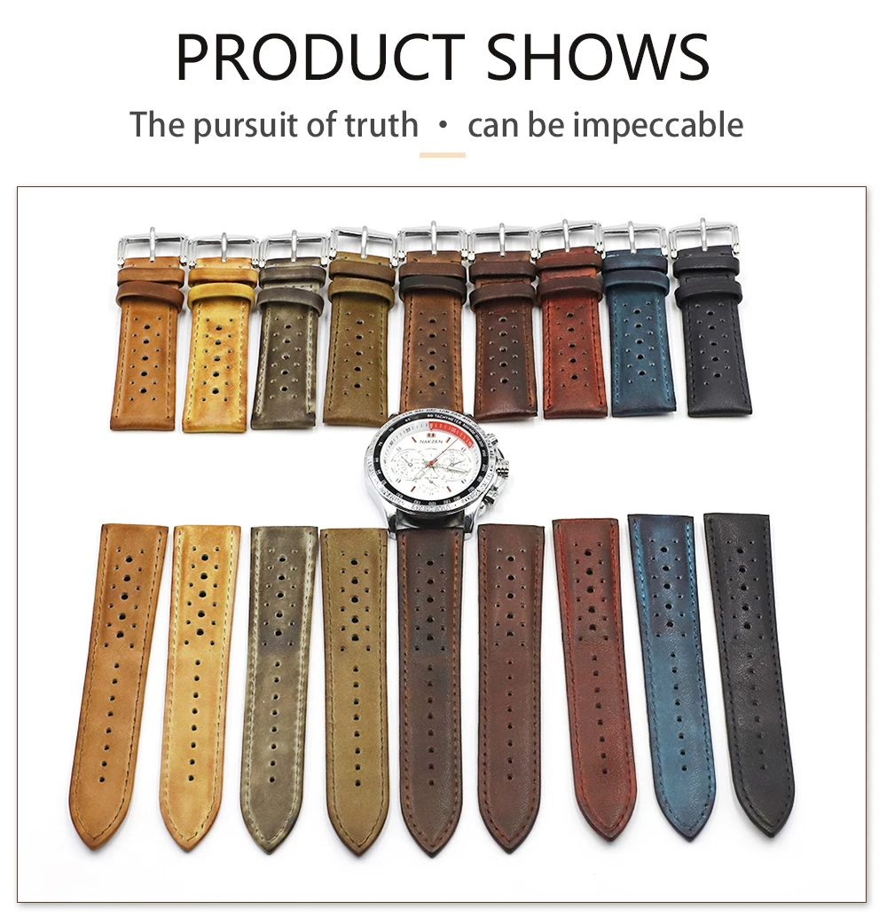 High Quality Genuine Leather Watch Band Strap 20mm 22mm 24mm Porous Breathable Handmade Stitching Watch Bracelet Accessories High Quality Genuine Leather Watch Band Strap 20mm 22mm 24mm Porous Breathable Handmade Stitching Watch Bracelet Accessories