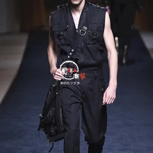 Трендовый мужской комбинезон для подиума, повседневный свободный Британский Молодежный комбинезон, модель для подиума, большой размер