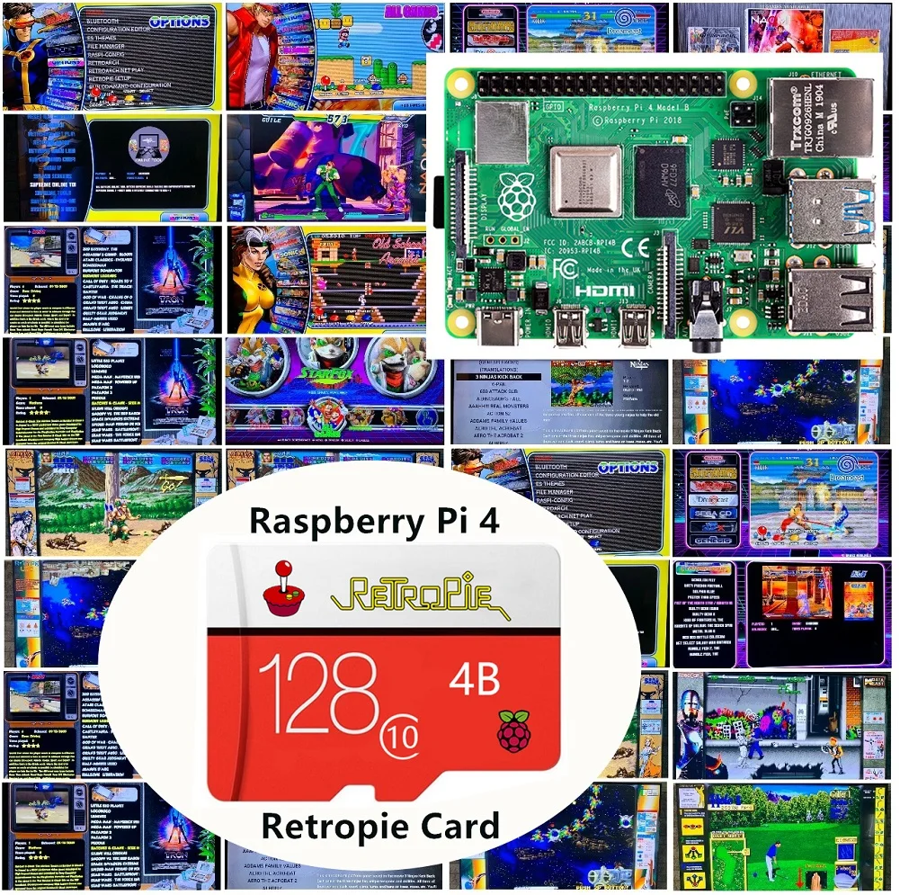 RetroPie SD Card 128GB For Raspberry Pi 4 14000+ Games 45+ Emulators
