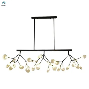 

Black / Gold Metal Firefly Led G4 Pendant Light Dining Room Straight L120cm 27 Light Led Pendant Lamp Rod Hanging Lamp Fixtures