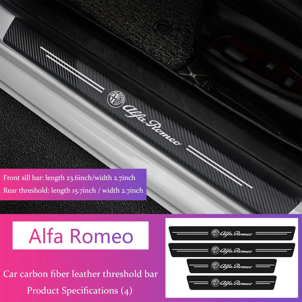 4 шт. автомобильные наклейки на порог двери Alfa Romeo Giulia Mito Giulietta Stelvio Spider 147 156 159 |