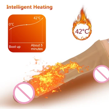 Heating Realistic Dildo Vibrator for Woman Telescopic 10 Speeds Soft Huge Penis G Spot Vagina Anus Masturbator with Suction Cup 2