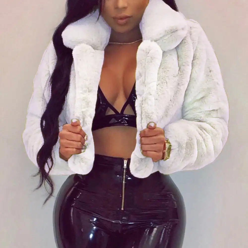 Fluffy crop top jacket Outlet