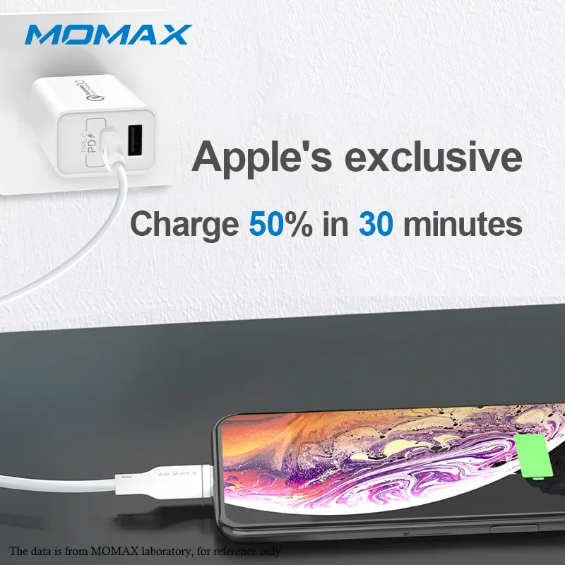 MOMAX UM13CN USB быстрое зарядное устройство(PD+ QC3.0 18 Вт) портативный для Apple и android безопасность доверие quick charge 4,0 зарядное устройство